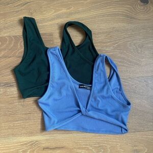 SHEIN Blue and Green Ribbed Tops